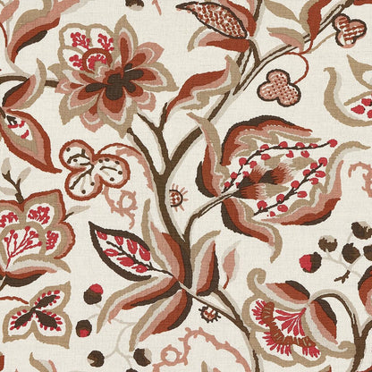Special Order Schumacher Alexandra Vine Linen in Natural and Spice Red Brown Cream Large Flora Jacobean MSRP USD 308/y