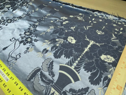 Scalamandre Neoclassical Meuse Ornamental Silver &amp; Blue Silk Pearl Peacock Piece B