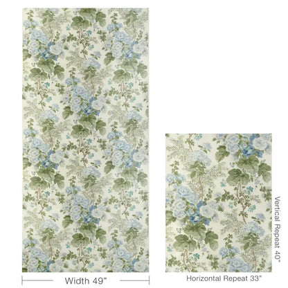 Lee Jofa Hollyhock HDB Blue Leaf Cotton Floral Botanical MSRP USD796/y Special Order