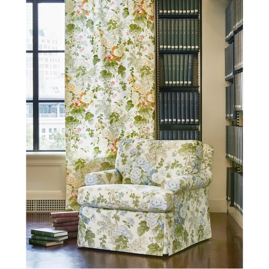 Lee Jofa Hollyhock HDB Blue Leaf Cotton Floral Botanical MSRP USD796/y Special Order