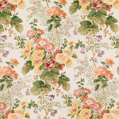 Lee Jofa Hollyhock HDB Apricot Lake Red Green Cotton Floral Botanical MSRP USD742/y Special Order