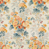 Lee Jofa Hollyhock HDB Apricot Lake Orange Yellow Dark Green Cotton Floral Botanical MSRP USD796/y Special Order