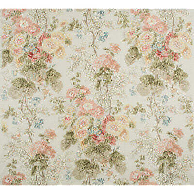 Lee Jofa Hollyhock HDB Apricot Coral Olive Cotton Floral Botanical MSRP USD590/y Special Order