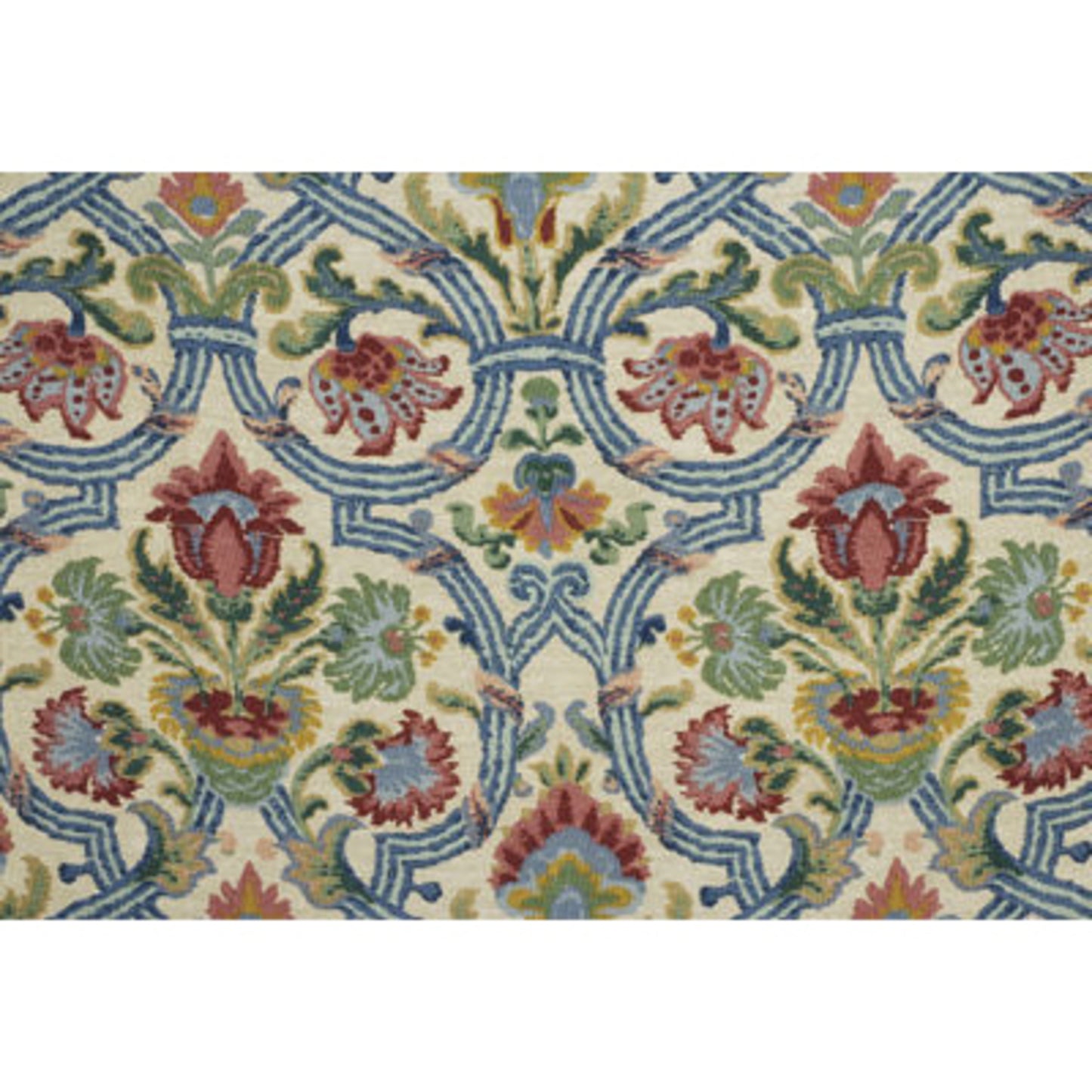 Special Order Lee Jofa  New Sevilla - Multi Medallion Suzani Persian Blue Red White Linen