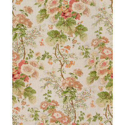 Lee Jofa Hollyhock Linen Print - Coral Apple Red Pink Green