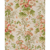 Lee Jofa Hollyhock HDB Coral Apple Red Pink Green Linen Print Floral Botanical MSRP USD742/y Special Order