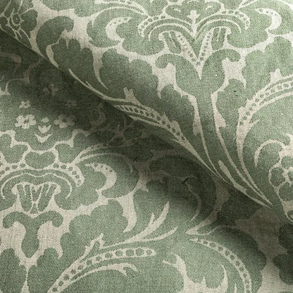 Lee Jofa Acanthus Damask Loden Linen Green Renaissance Classy Floral MSRP USD 356/y
