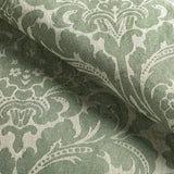 Lee Jofa Acanthus Damask Loden Linen Green Renaissance Classy Floral MSRP USD 356/y