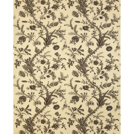 Lee Jofa Kravet Plumes Black Beige Botanical Floral Print 100% Linen - Special order - MSRP USD 556/y