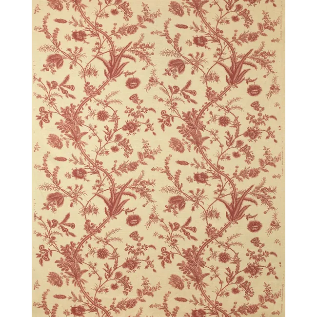 Lee Jofa Kravet Plumes  Crimson Red Beige Botanical Floral Print 100% Linen - Special order - MSRP USD 556/y