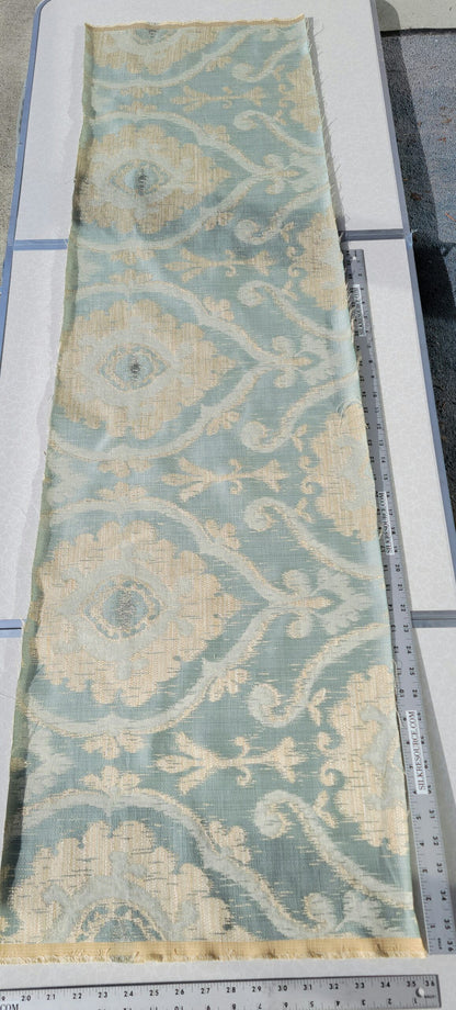 0.5 Yd Scalamandre Libretto Light Teal Blue Medallion Lampas MSRP USD 256/Y (Copy)