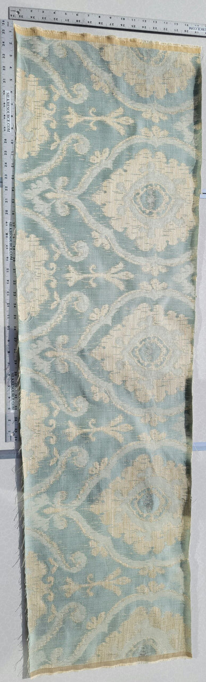 0.5 Yd Scalamandre Libretto Light Teal Blue Medallion Lampas MSRP USD 256/Y (Copy)