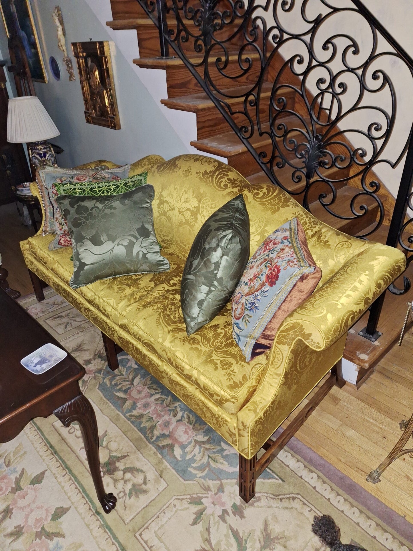 Scalamandre Silk &amp; Linen Renaissance Damask Lotus Rose Gilded Gold Glamour!