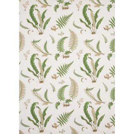 G P & J Baker Ferns Linen Stone Green White Tropical Botanical Fabric - Special order