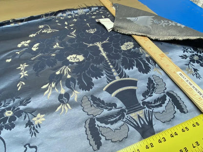 Scalamandre Neoclassical Meuse Ornamental Silver &amp; Blue Silk Pearl Peacock Piece B