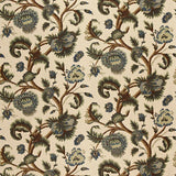 Schumacher Jacobean Printed Crewel in Multi Blues Wood Tones - Special Order