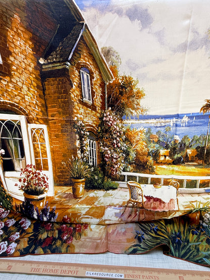 Art Scarf French Country Rose Patio Southern Mediterranean Mansion Seaside High End Silk Twill 41 Inches