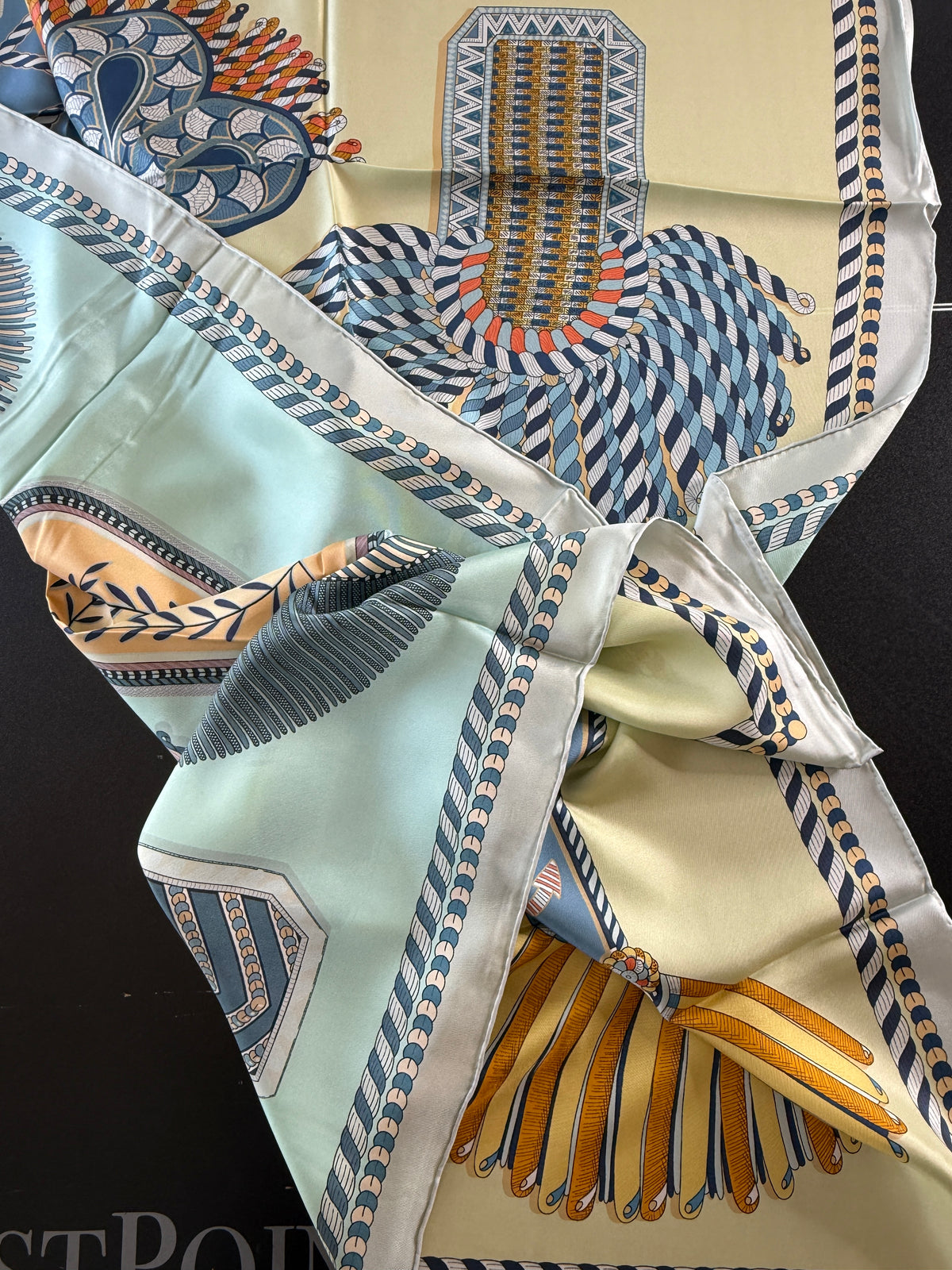 Art Scarf Feather Crest Horse Tribe Equestrian Mint Green High End Silk Twill Scarf Double Sided