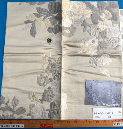 Beacon Hill Tijuca Flor - Silver White Silk Lampas Floral