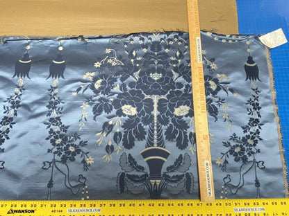 Scalamandre Neoclassical Meuse Ornamental Silver &amp; Blue Silk Pearl Peacock Piece B