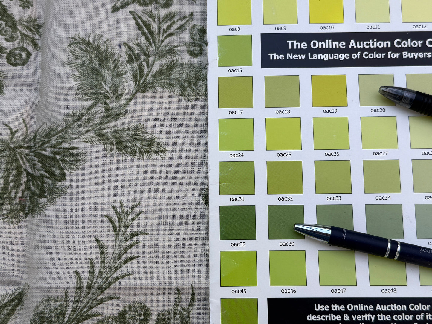 Lee Jofa Kravet Plumes Green Beige Botanical Floral Print 100% Linen - Special order - MSRP USD 556/y