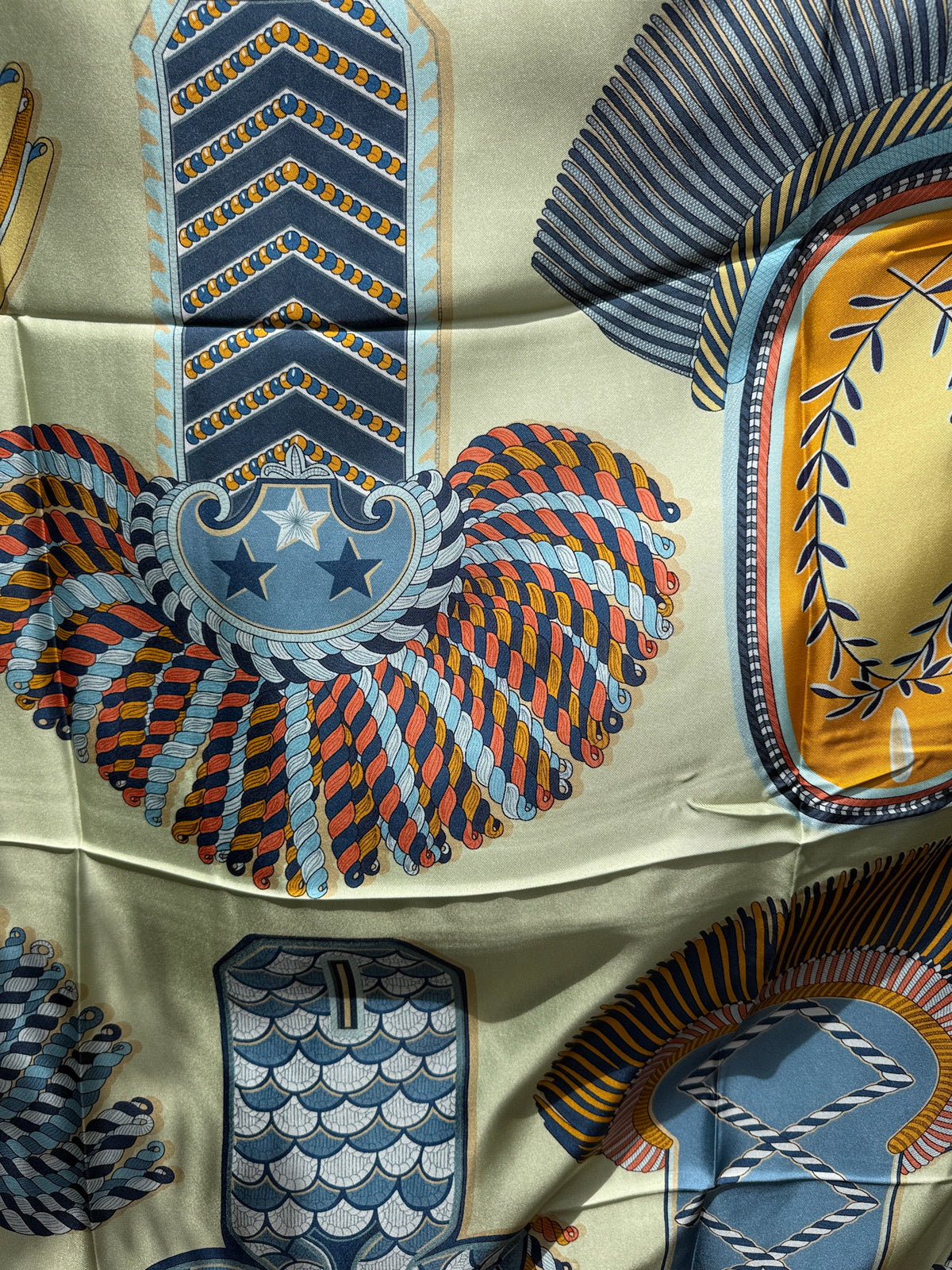 Art Scarf Feather Crest Horse Tribe Equestrian Mint Green High End Silk Twill Scarf Double Sided