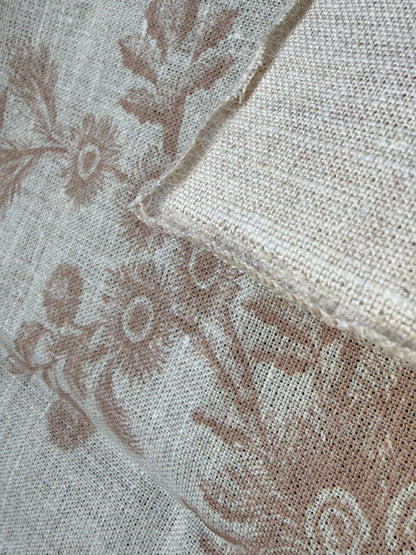 Lee Jofa Kravet Plumes Antique Pink Beige Botanical Floral Print 100% Linen - Special order - MSRP USD 556/y