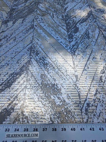 27 EV35 Length 1.25y Old World Weavers Chiron Cosmic Off White Cream Jacquard Velvet Chevron Herringbone MSRP USD 500+/y