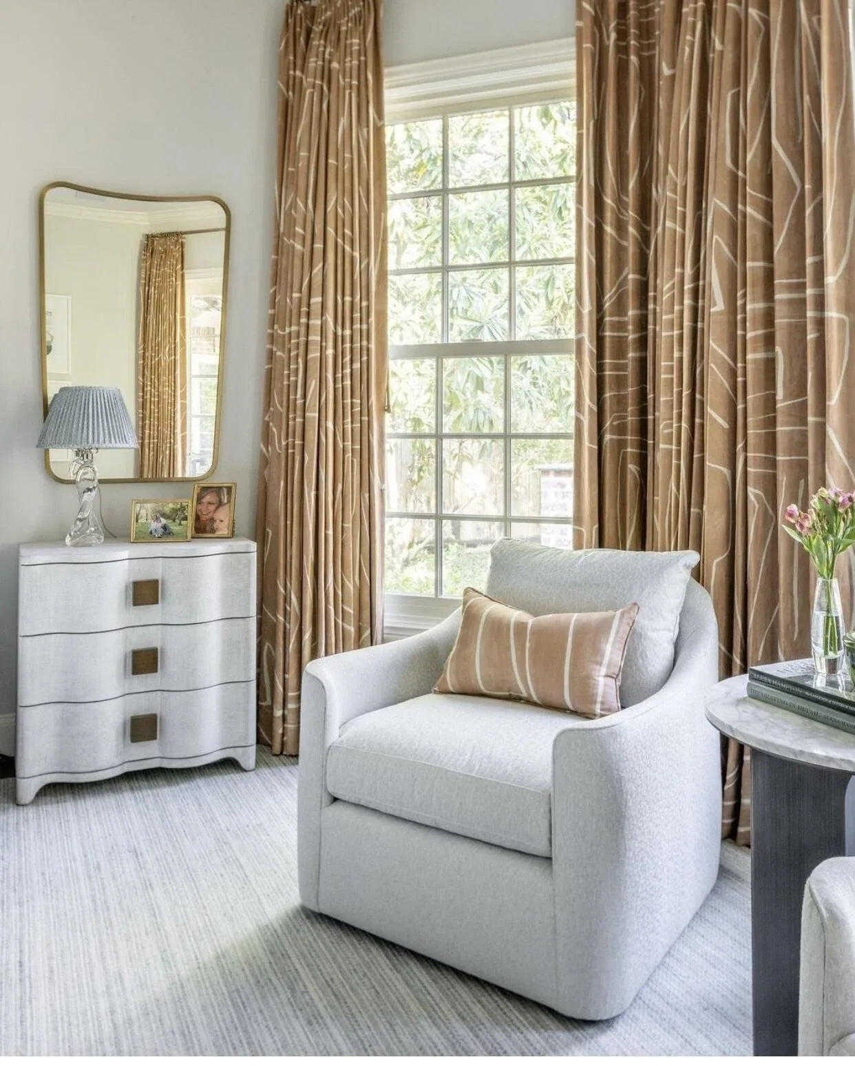 by yard Scalamandre Yang Linen Print Tan On Beige Matisse Style Drawing MSRP USD 225/y