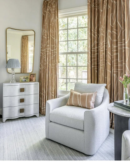 by yard Scalamandre Yang Linen Print Tan On Beige Matisse Style Drawing MSRP USD 225/y