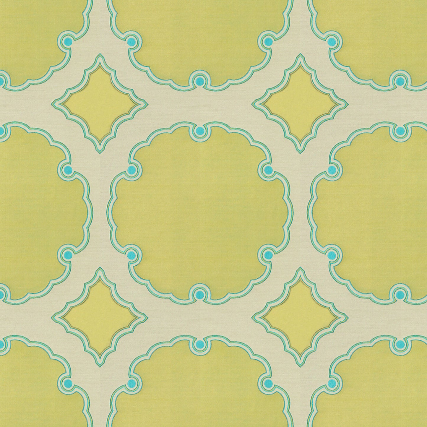 Special Order Kravet Couture Interpretation - Citron Teal Yellow Silk Jacquard Medallion MSRP USD 348/y