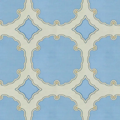 Special Order Kravet Couture Interpretation - Atmosphere Light Blue Beige Silk Jacquard Medallion MSRP USD 348/y