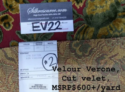 2 Ev22 Scalamandre Special Pieces And Velour Verona Rubis MSRP USD 600+/yard