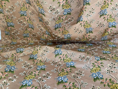 2.5y Tassinari &amp; Chatel Scalamandre 100% Silk Lampas “la Favorite” Flower Lace Pink Blue Green Yellow MSRP USD 2180/yard