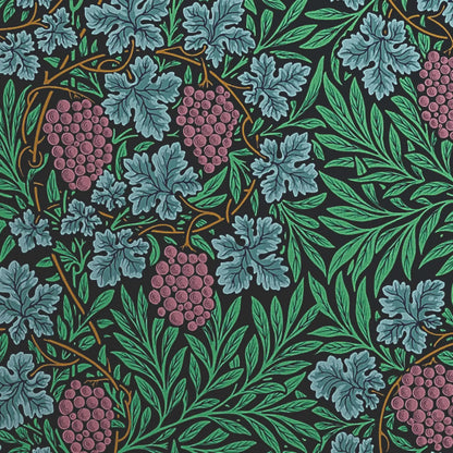 100% Silk Damask Summer Berry on Vine Cream Nimbus Art Nouveau William Morris