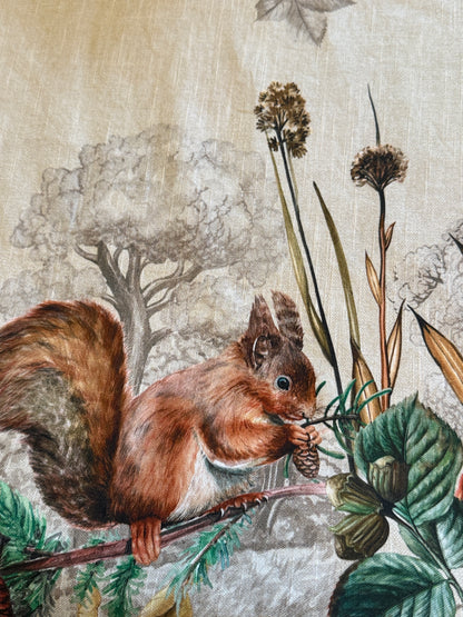 Maison d' Hermine Table Cloth Square Table Reusable 100% Cotton Nature Fall Squirrel Mushroom Acorn Pumpkin Flowers 60x120”