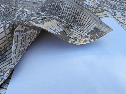 27 EV35 Length 1.25y Old World Weavers Chiron Cosmic Off White Cream Jacquard Velvet Chevron Herringbone MSRP USD 500+/y