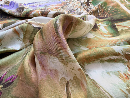 Art Scarf French Country Rose Patio Southern Mediterranean Mansion Seaside High End Silk Twill 41 Inches