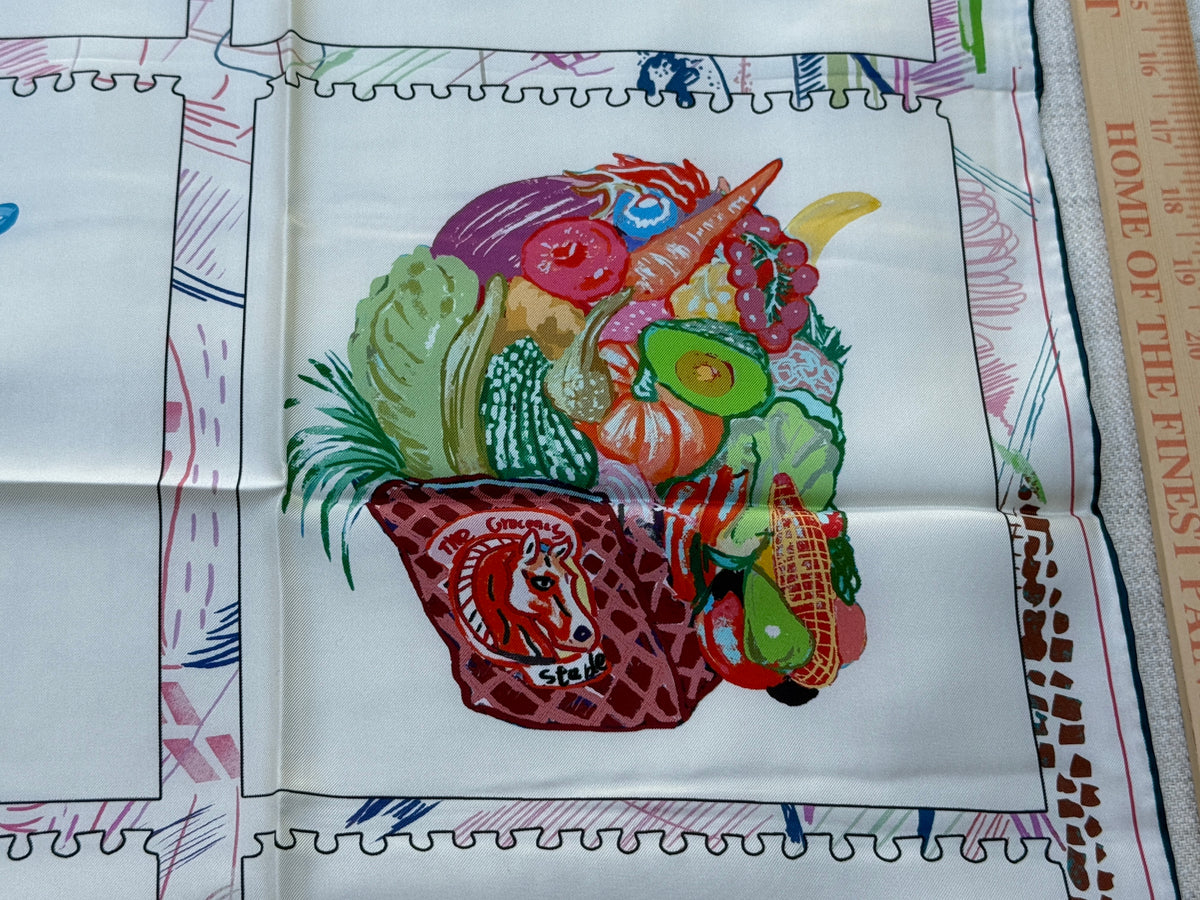 Art Scarf Equestrian Horse and Hobby Horse Biking Cooking Hot-air Balloon Head Modern Collage Salvador Dalí High End Silk Twill Scarf Double Sided