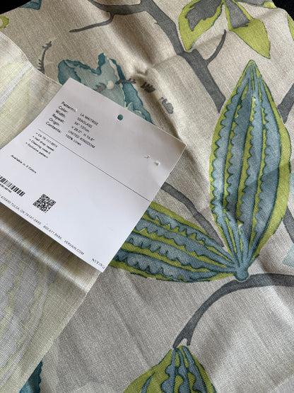 Vervain La Maitrise Seaglass Blue Green Large Foliage Linen Heavy Duty