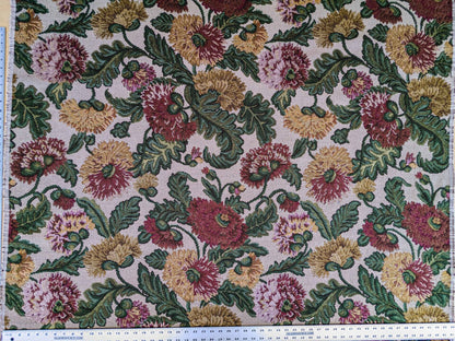 by yard Scalamandre Botanical Floral Jacobean Large Pattern Beige Light Brown Green Yellow Red