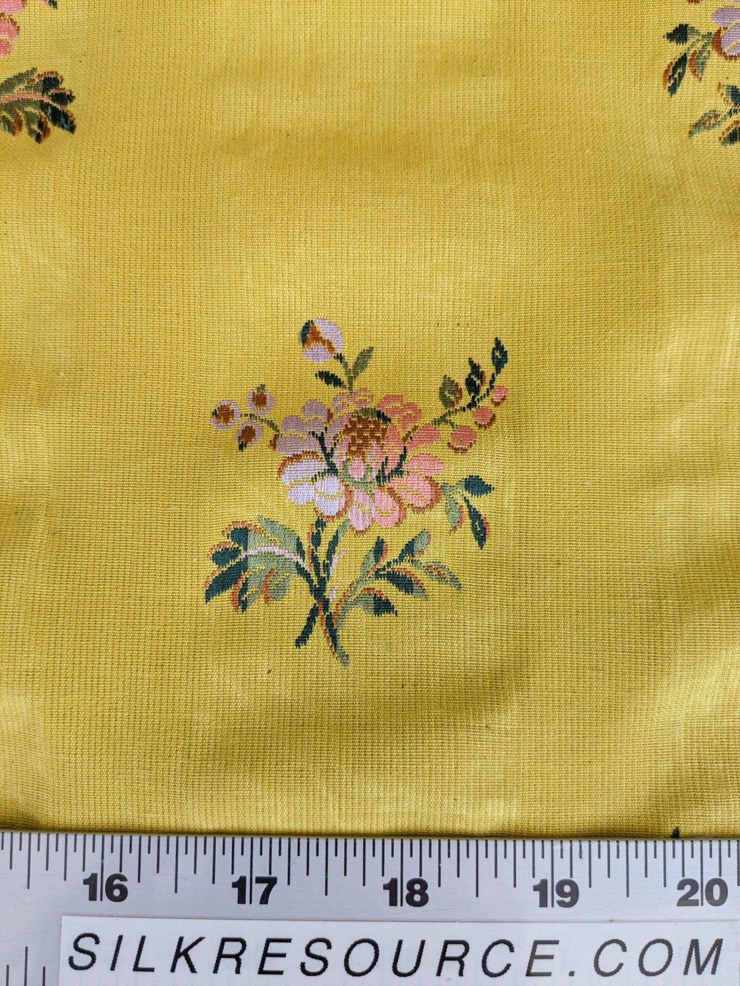 2.8yards Floral Botanical Tree Foliage Yellow Stripe French Court Classy