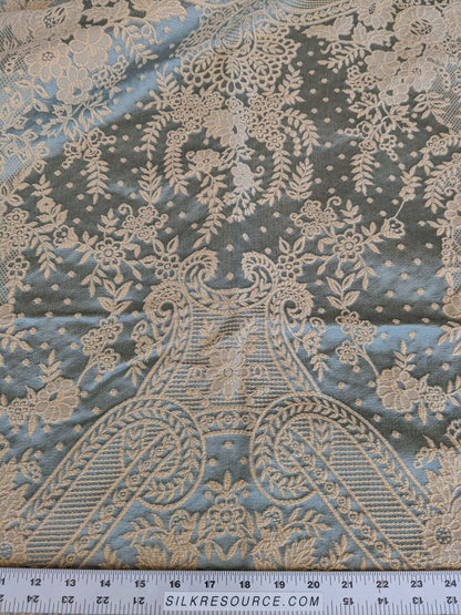 2 EV37 2.4yards Old World Weavers Ambliornite Grande Azure Blue Woven Gray Beige Floral Silk MSRP USD 500+/y