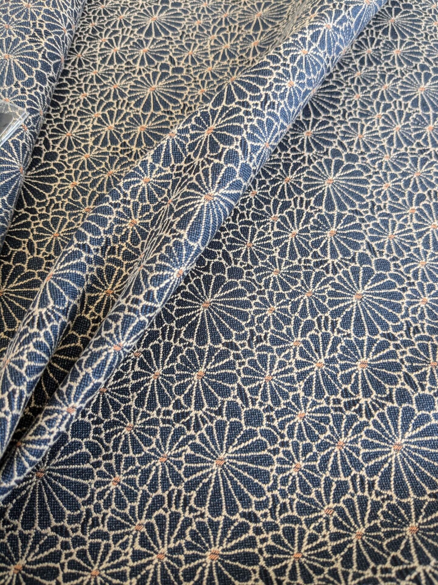 42 EV37 25" x 25" Jean Paul Gaultier Obi Jacquard Marine Blue White