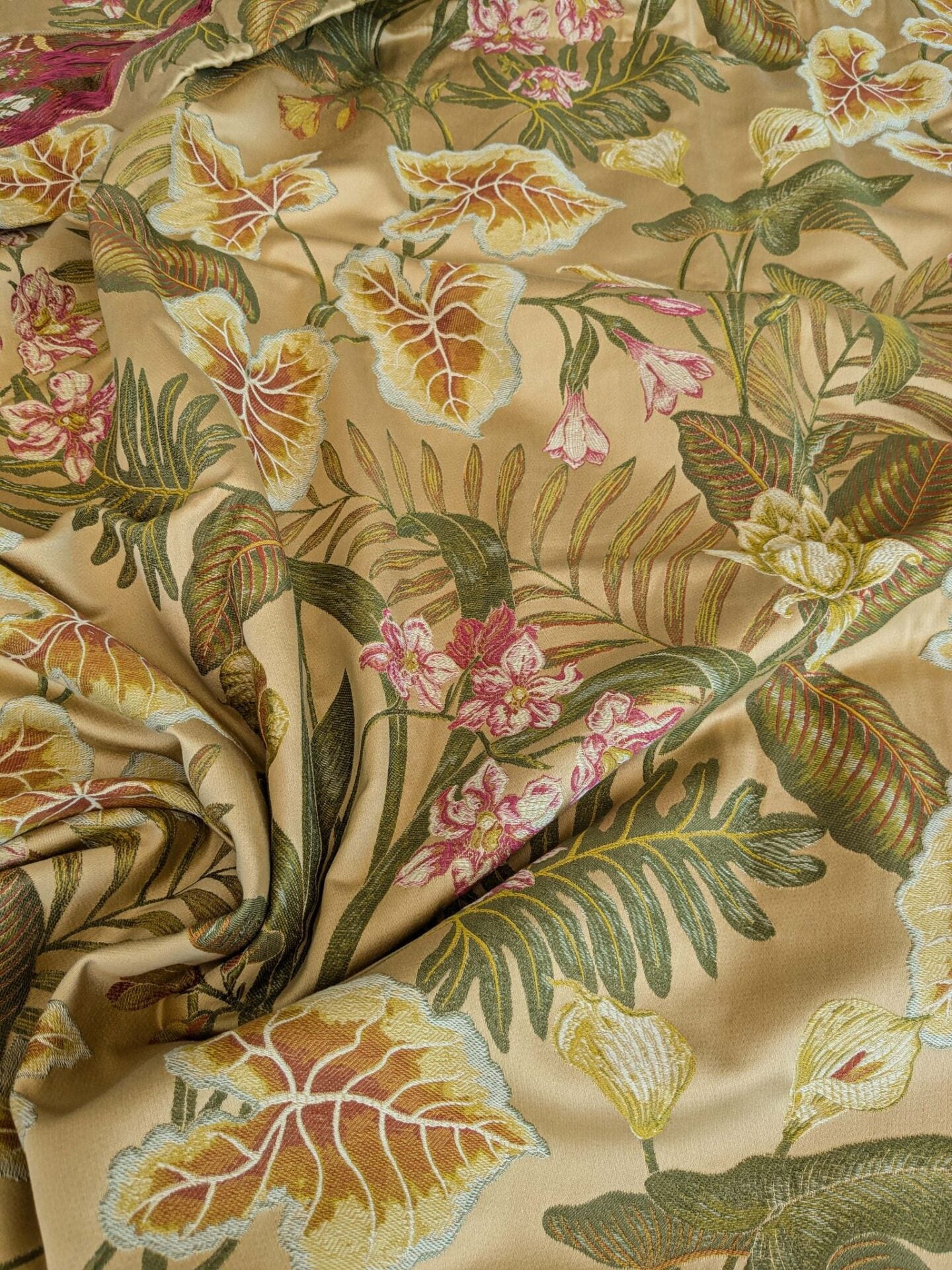 7 EV37 2.4 yards Scalamandre Fonthill Vizcaya Multi Cream Lampas Green Pink Brown Floral Botanical MSRP 358/y