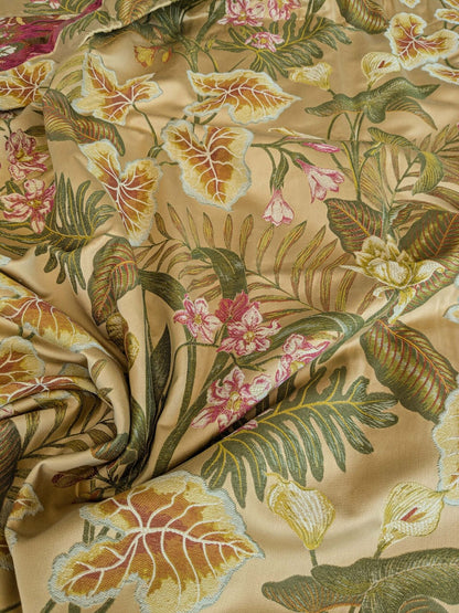 7 EV37 2.4 yards Scalamandre Fonthill Vizcaya Multi Cream Lampas Green Pink Brown Floral Botanical MSRP 358/y