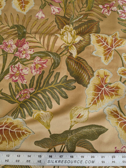 7 EV37 2.4 yards Scalamandre Fonthill Vizcaya Multi Cream Lampas Green Pink Brown Floral Botanical MSRP 358/y