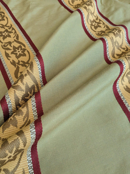 32"L x 51.5"W  Scalamandre Sabina Stripe Apple Green Jacquards Silk Blend