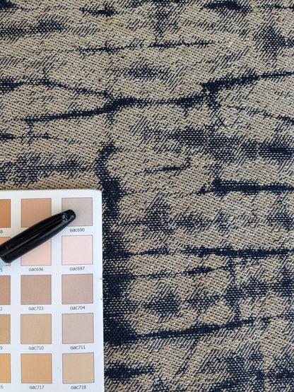 9 EV37 2.4 yards Scalamandre Shibori Weave Indigo Blue White Texture Silk Cotton