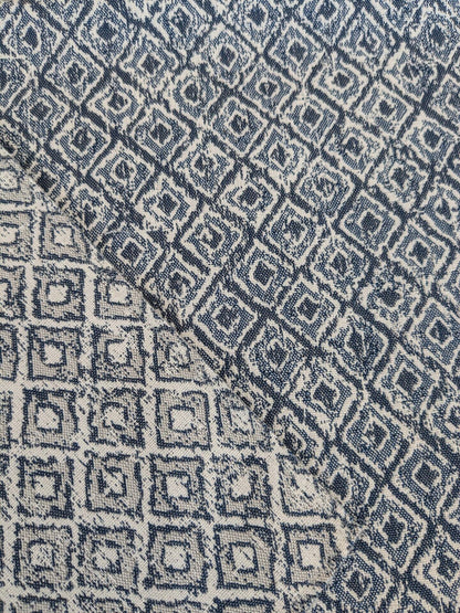 97 EV37 27" x 27" Scalamandre Java Denim Outdoor Blue White Diamond Small Scale Texture